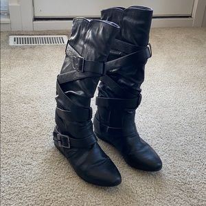 Black knee-high boots